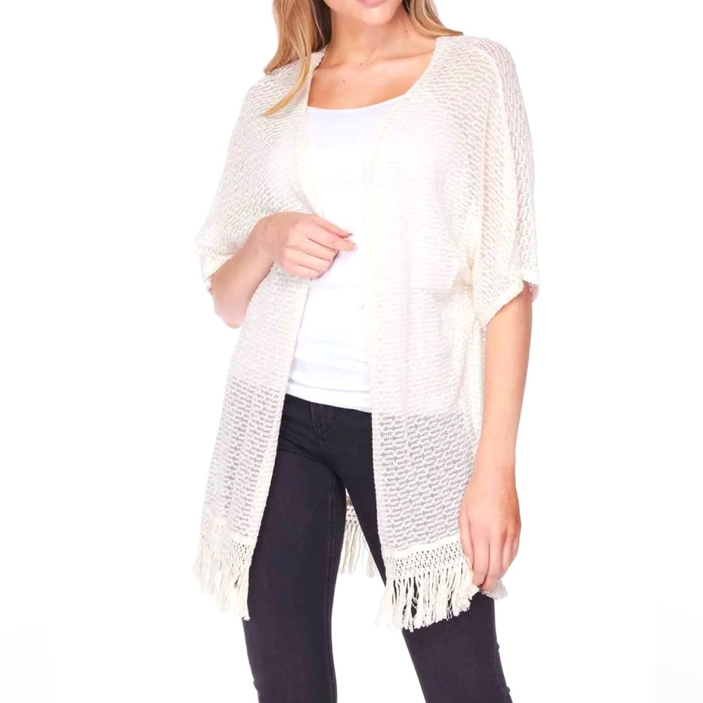 The limited open off white cream duster with fringe size small NWT